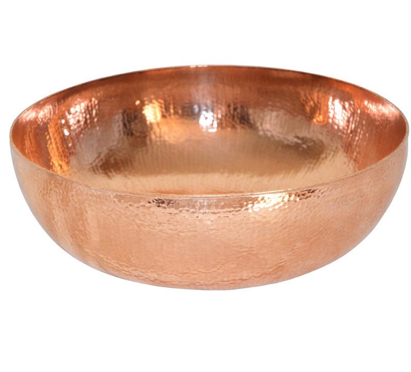 Maestro Copper Circular Vessel Bathroom Sink, Polished Copper