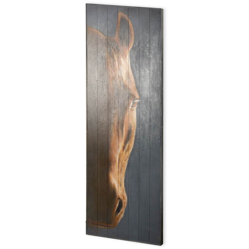 Hennessy, cheval brun 24 x 68, peinture à l'huile sur bois originale