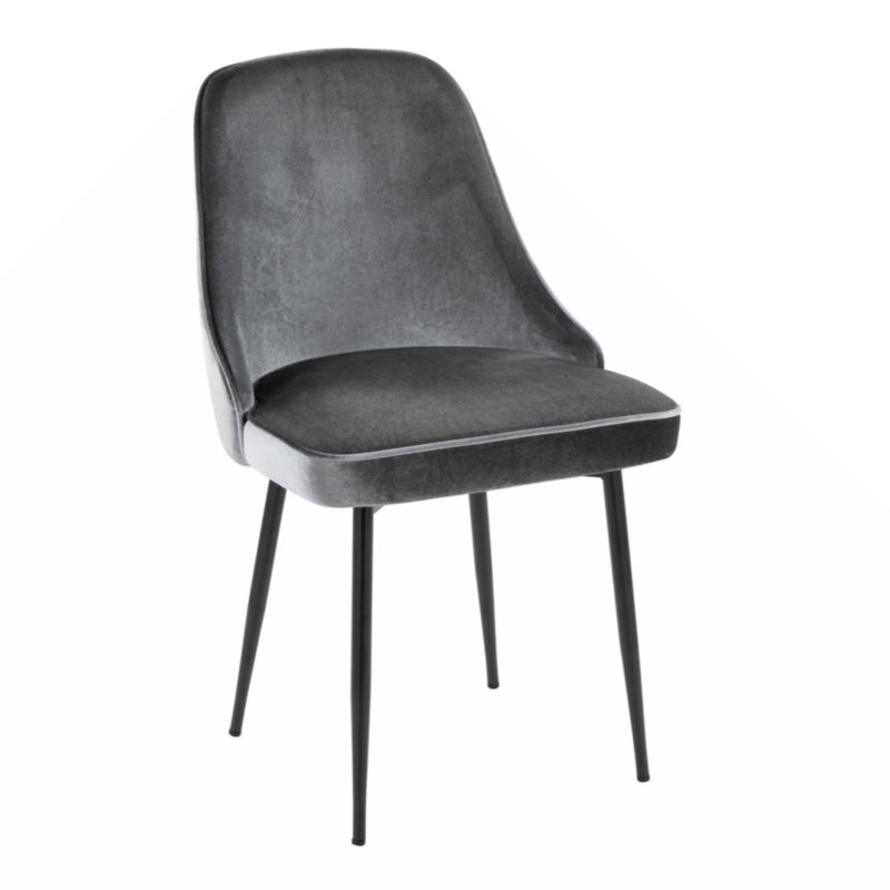 Chaise d'appoint en velours Treyton, Bleu, Noir