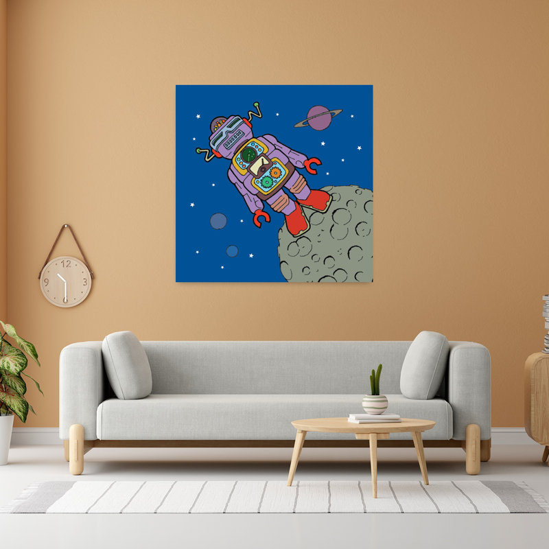 Asteroïde bot abstrait paysage urbain contemporain, H 48 po x l 48 po