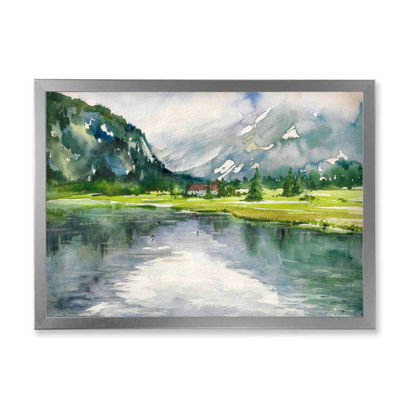 Paysage, art mural sur toile, rivière d'été, reproduction d'art - Paysage d'été avec rivière, H 34 po x l 44 po