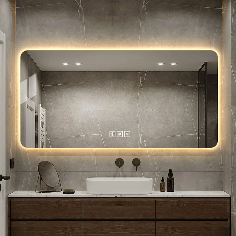 48*24In  Led Bathroom Mirror, Corrosion-Resistant, Three-Color Dimmable, Backlit Mirror With One-Touch Demist Function
