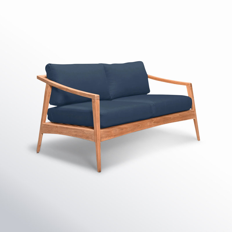 Elswick 59'' Wide Teak Loveseat with Sunbrella® Cushions, Spectrum Indigo Sunbrella®