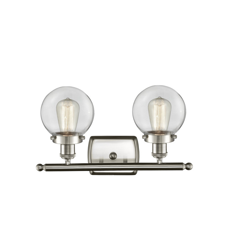Éclairage pour salle de bain 2 lumières Chippewa, DEL, Transparent, Nickel satiné brossé