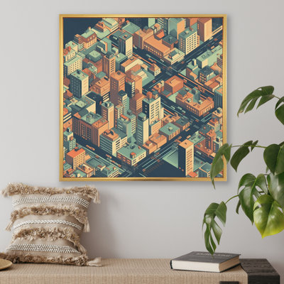«Orange and Green Urban Abstractions», reproduction sur toile encadrée