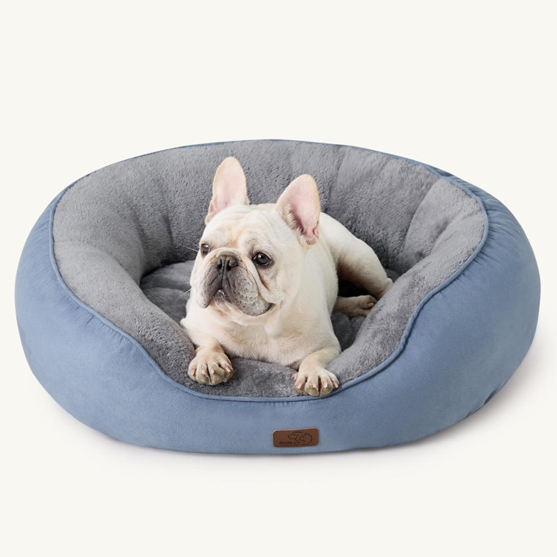 Lit pour animal de compagnie avec traversin, Bleu givré