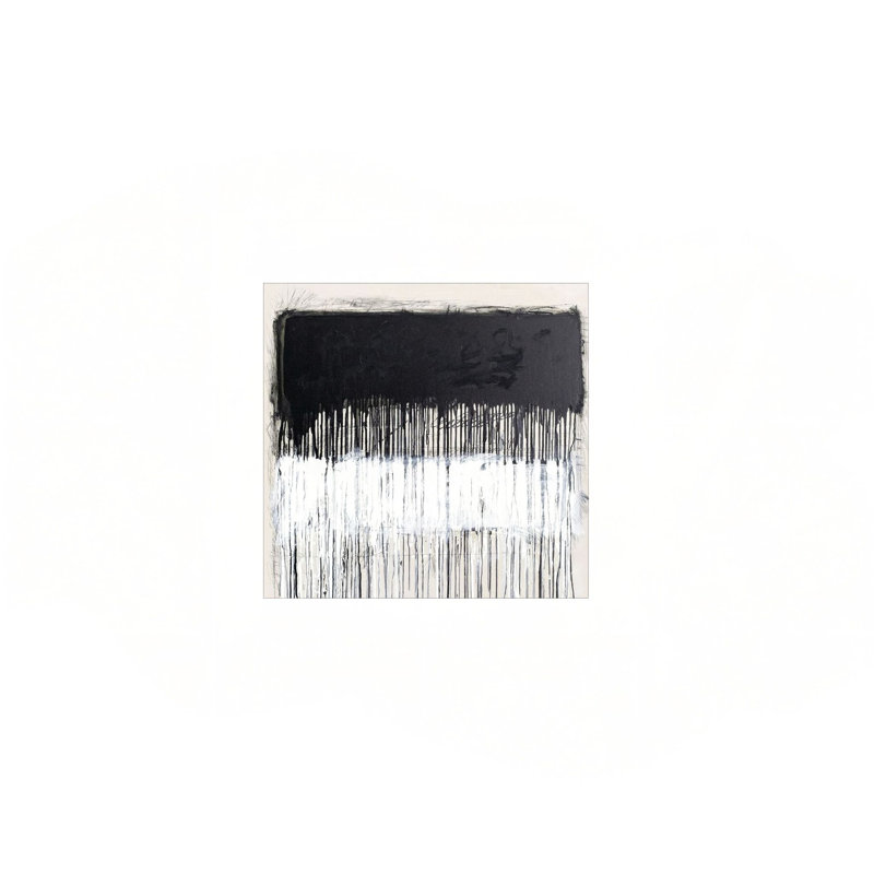 «Dripping Black & White Color Blocks», reproduction d'art sur toile de qualité supérieure, art mural moderne 24 x 24 po