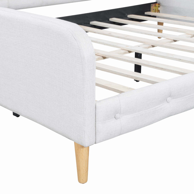 Lit de jour double rembourré avec 4 pieds de soutien, beige