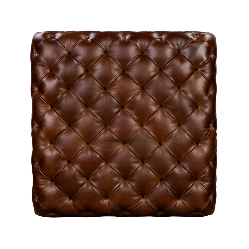 Turin 40.5" Full-Grain Genuine Italian Leather Ottoman, Oscuro Brown
