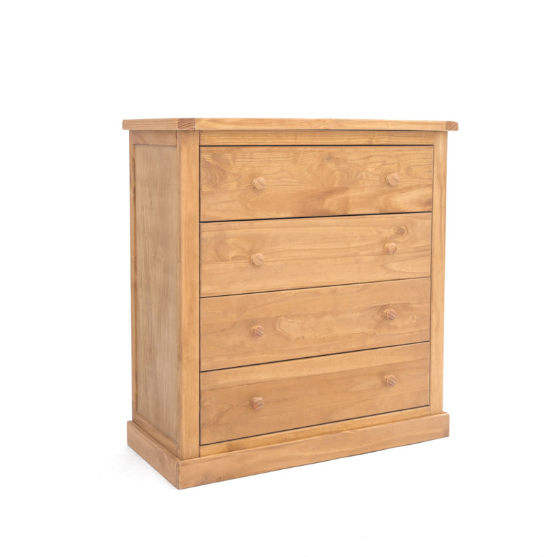 Una 90 cm W Chest of 4 Drawers, Waxed