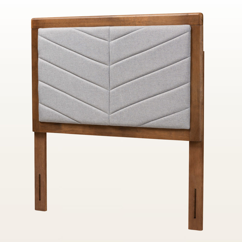 Joran Upholstered Panel Headboard, Queen, Walnut/Light Gray