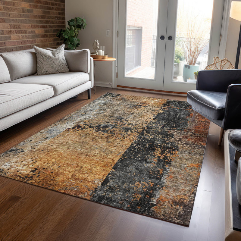 Machine Washable Indoor/Outdoor Cicel ACN1205 Copper Rug, Rectangle 5' x 7'6"