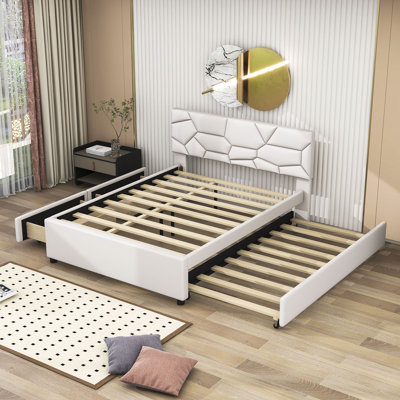 DelphineÂ  Delphine Queen Szie Upholstered Platform Bed with Twin XL Trundle And Two Drawers -  Brayden StudioÂ®, AE5B85F434AF4AA7B8132CEE13B5A184