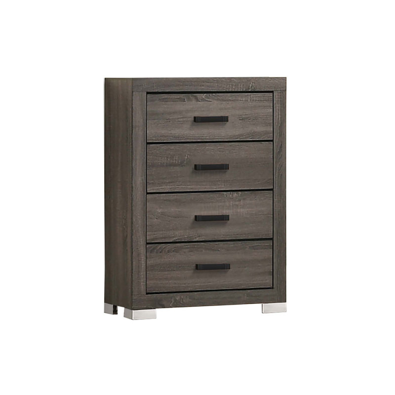 Mobilier de chambre à coucher de style moderne et transitionnel avec poignées de bar en bois à finition grise 1 pièce (commode non incluse)