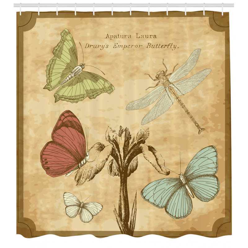 Ensemble de rideau de douche et crochets Dragonfly, H 70 po x l 69 po