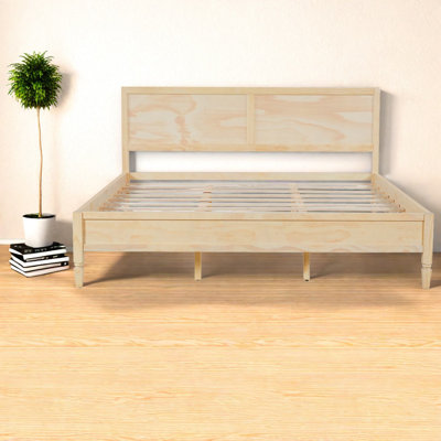 Très grand lit plateforme robuste, panneau de fibres à densité moyenne en bois naturel, panneau classique pour la maison