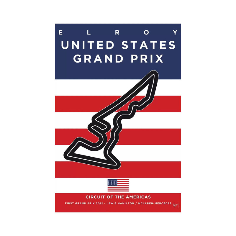 F1 America's Race Track Minimal Poster by Chungkong - Wrapped Canvas Print, 66.04 cm H x 45.72 cm W x 3.175 cm D