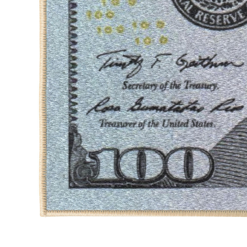 Non-Slip Rubberback 100 Dollar Bill Hallway Runner Rug, Entryway Rug, Runner 1'8" x 4'5"