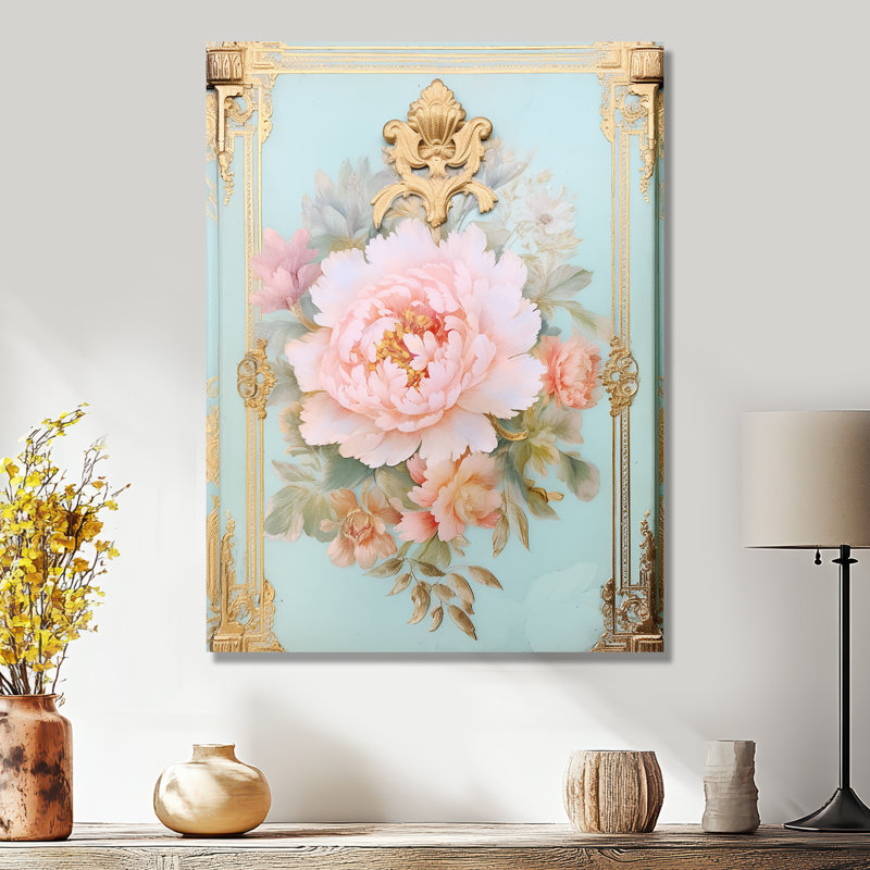 Baer - pivoine, art mural, Sans cadre, métal, H 40 po x l 30 po
