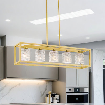 Etta Avenue™ Lustre rectangulaire moderne en acier à lumières