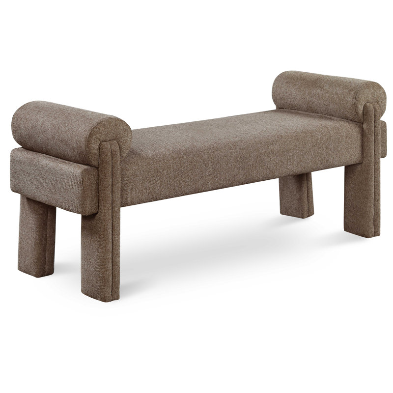 Stefano Upholstered Bench, Brown Polyester Fabric
