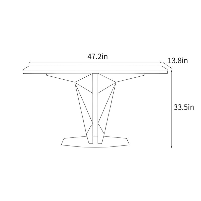 Console luxueuse de style italien, H 33,5 po x l 47,2 po x P 13,8 po, Gris
