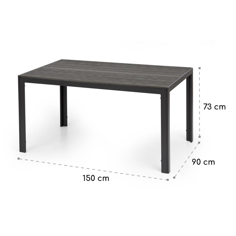 Rectangular Metal Outdoor Dining Table , 150cm cm W 90cm cm D, Anthracite and dark grey