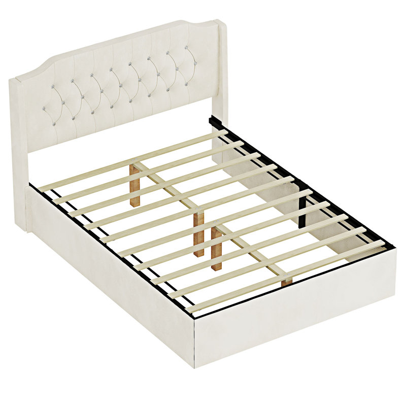 Structure de lit tapissier pour grand lit, Beige