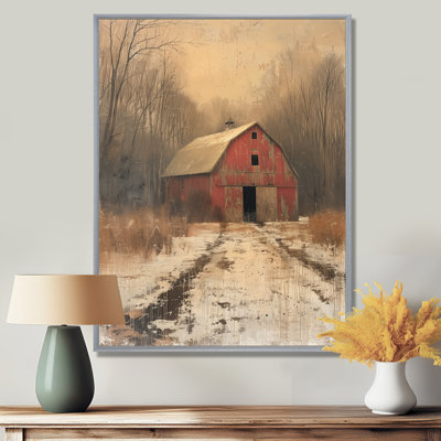 Red Brown Autumn Vintage Vibes Barn - Barn Wall Art