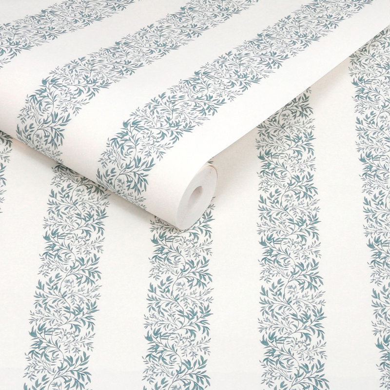 Martha Stewart Heritage Garden Stripe Moss Wallpaper, Blue