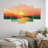 Green Red Magical Sunset Lake - Desert Canvas Wall Art Set