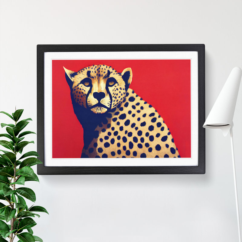 Elegant Cheetah - Single Picture Frame Painting, Black , 46cm H x 64cm W x 2cm D