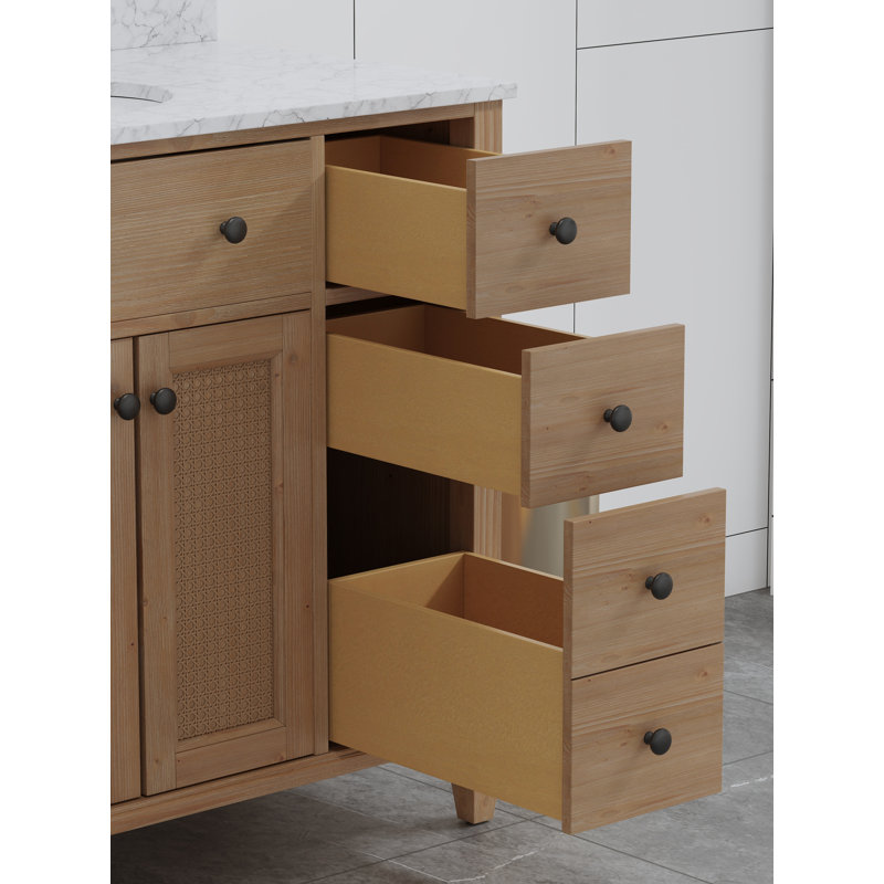Meuble-lavabo simple 42 po avec lavabo encastré blanc Maxbano Farmhouse