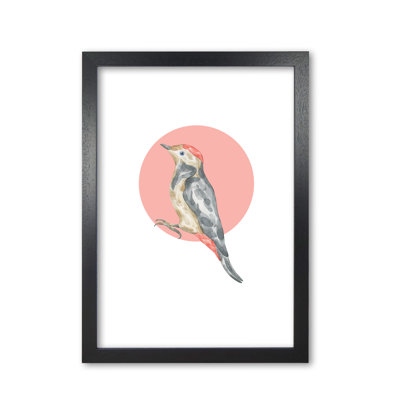Watercolour Bird With Red Circle - Painting