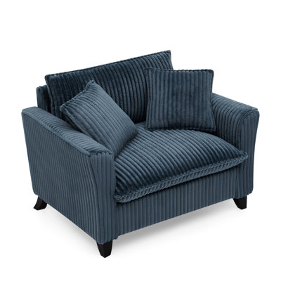 Blue Corduroy Lazy Chair With Ergonomic , High - Elastic Seat, Ideal For Bedroom Corners Single Person In Fabric, Wood Structure, Soft Resting