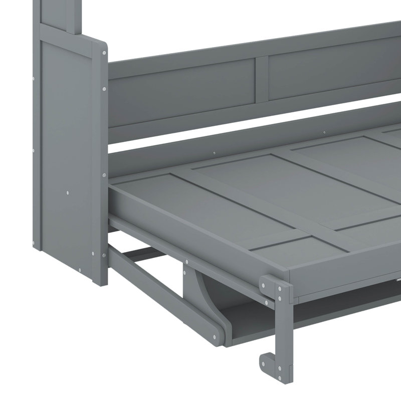 Murphy Bed With Closet And Drawers, Gray, Queen