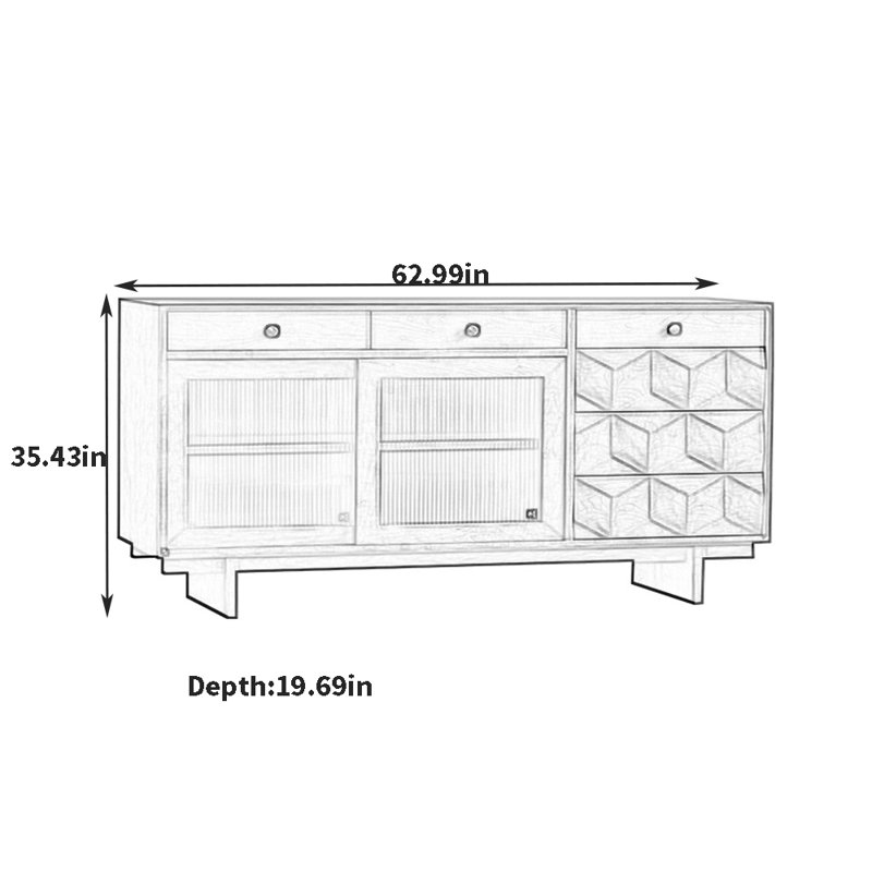 Felten,  H 35,43 po x l 62,99 po x P 19,69 po