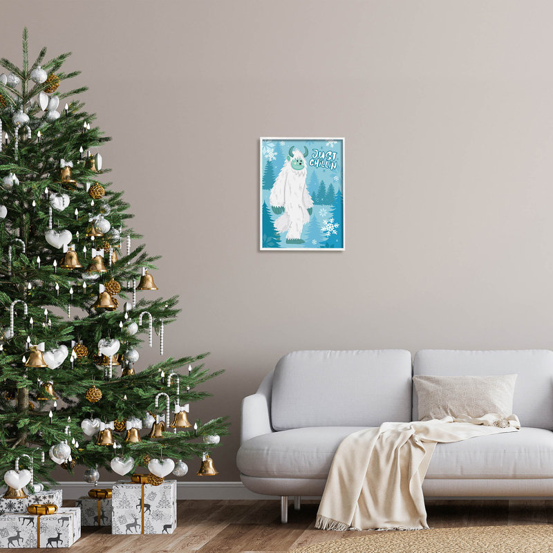 Just Chillin Funny Winter at-234, H 20 po x l 16 po x P 1,5 po, Giclée encadrée blanc bord de mer