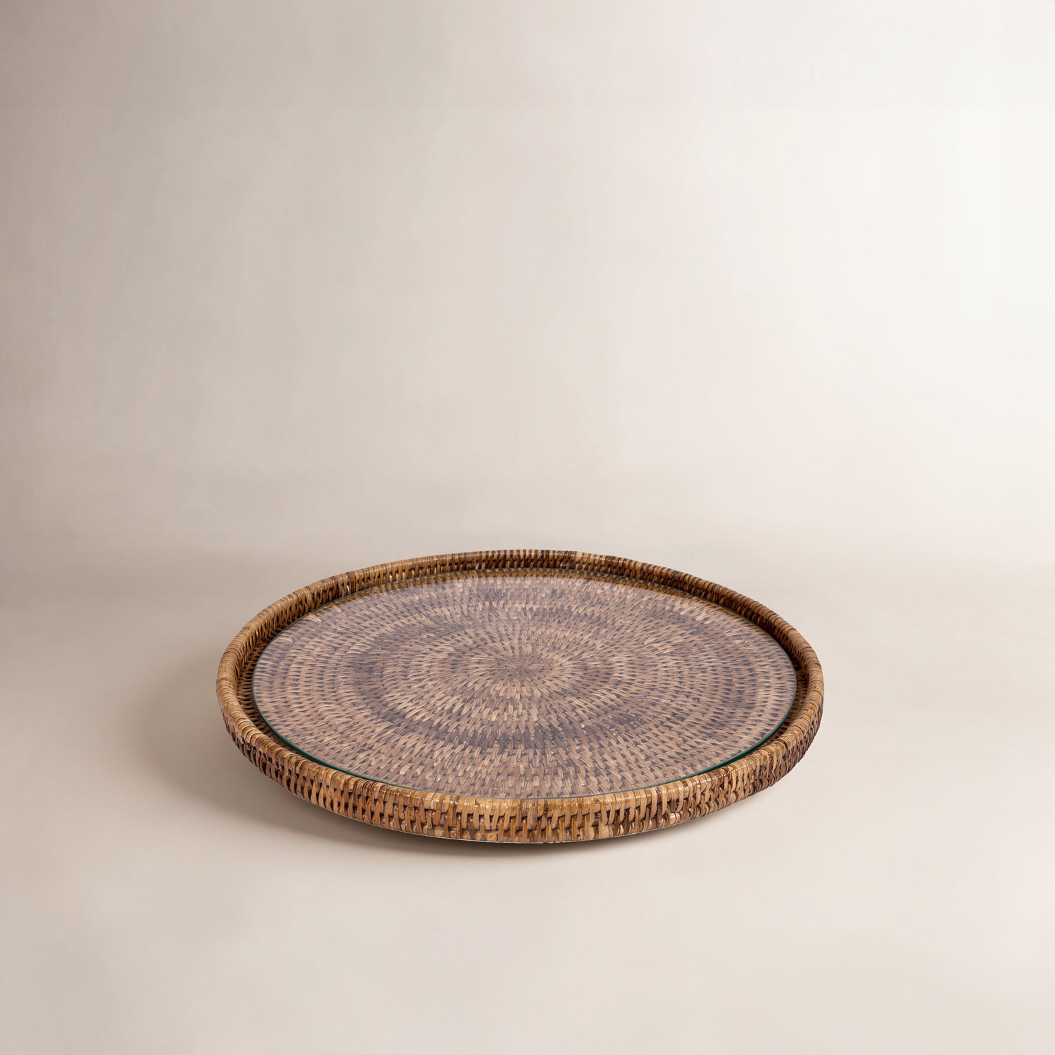 Wicker Decorative Tray, Honey Brown, 14"Wx14"Dx1"H