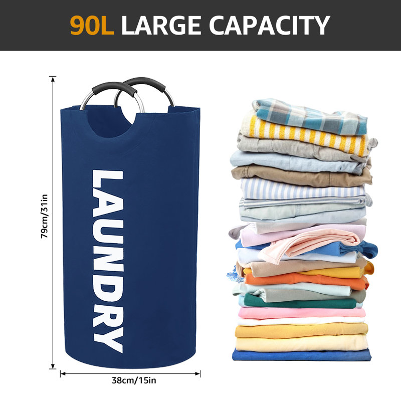 90L Laundry Basket Waterproof Laundry Hamper, Blue