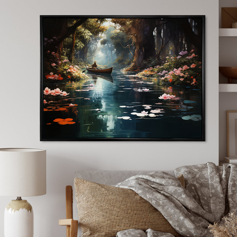 Impression sur toile encadrée, "Brown Canal", Encadrement doré, H 12 po x l 20 po x P 1 po