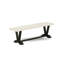 Cet ensemble de salle à manger 6 pièces comprend une table rectangulaire blanc cassé (blanc cassé), un petit banc et 4 chaises Parson en tissu de lin noir avec dossier haut - finition noire brossée-157238305-230579452-157238306
