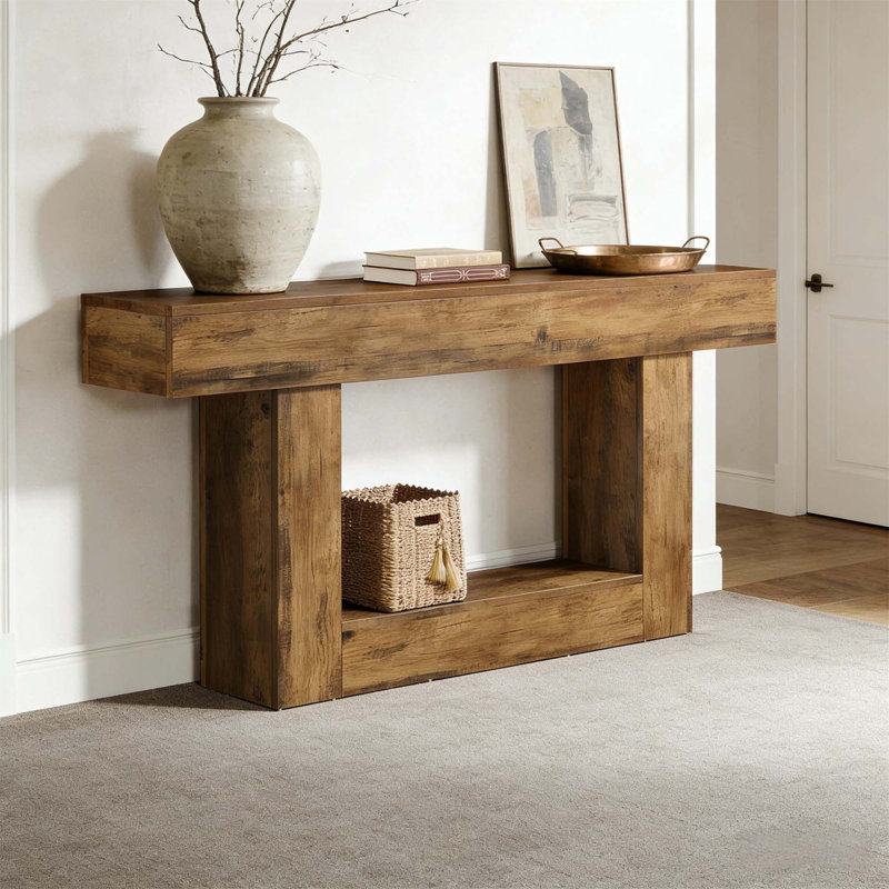 2-Tier Hall Table,Sofa Table,Console Table, Rustic Brown
