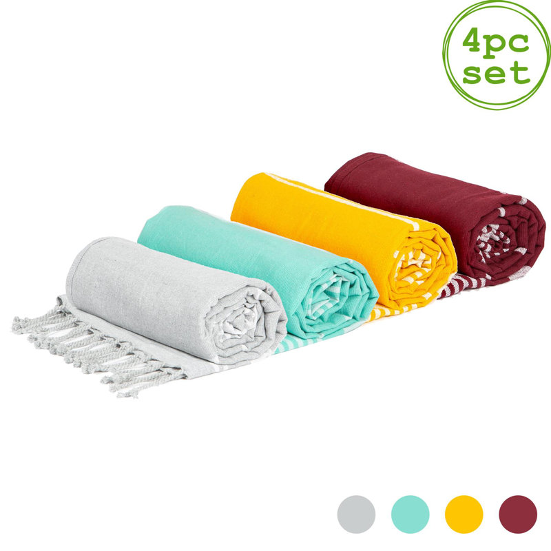 Nicola Spring - Deluxe Turkish Cotton Bath Towels - 162 x 90cm, Yellow/Grey/Green/Burgundy