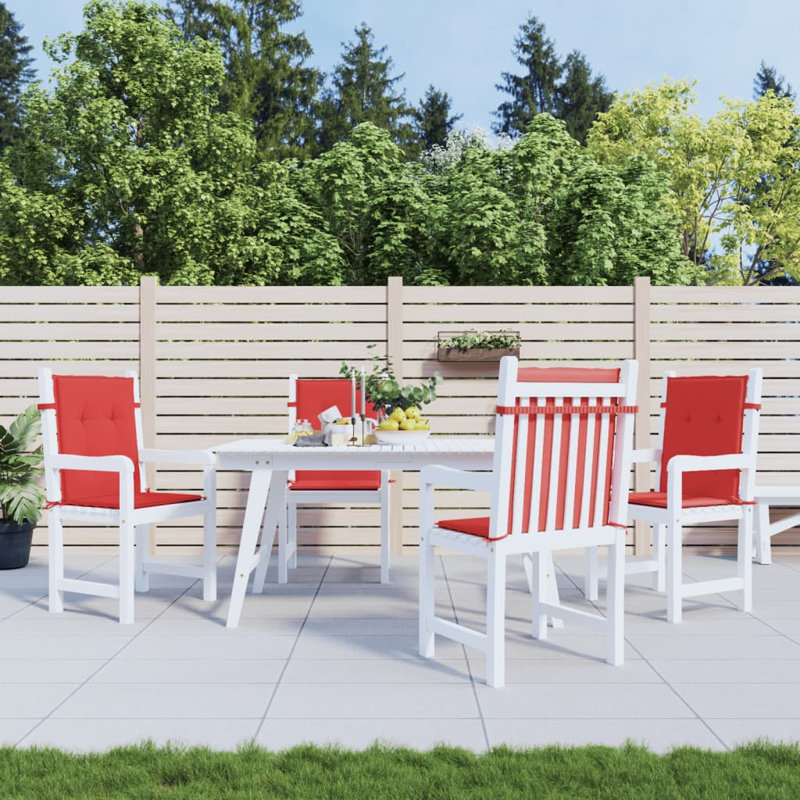 Lowback Chair Cushion Set of 4 Red Oxford Fabric 100 Percent Polyester Outdoor Seating Pads, Red