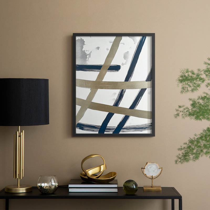 Impression abstraite encadrée, prête à être accrochée, fabriquée aux États-Unis, H 10 po x l 8 po, Noir