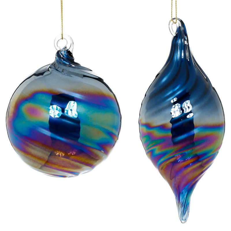 Swirl Ball Tear Drop Ornament, Small  - 4 Inches Set Of 12