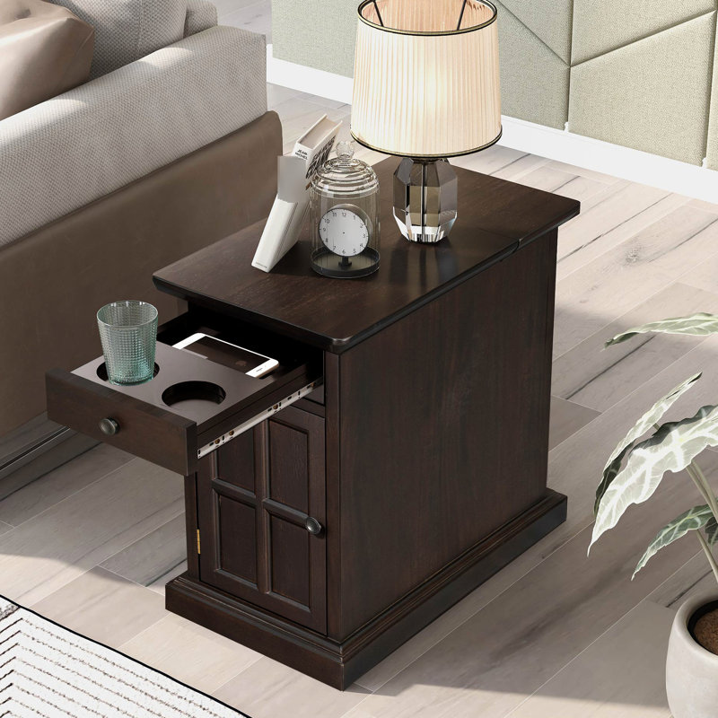 Table de bout Vintage Livingroom avec port et porte-gobelet