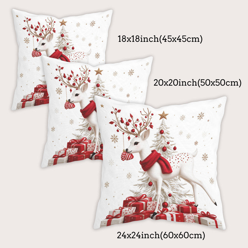 Housses de coussin JYK, Ornements de cerf blanc rouge