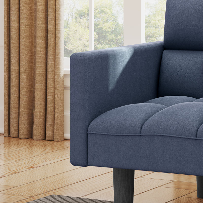 Canapé à accoudoirs carrés de 72,5 po Cristee, Mélange de coton bleu